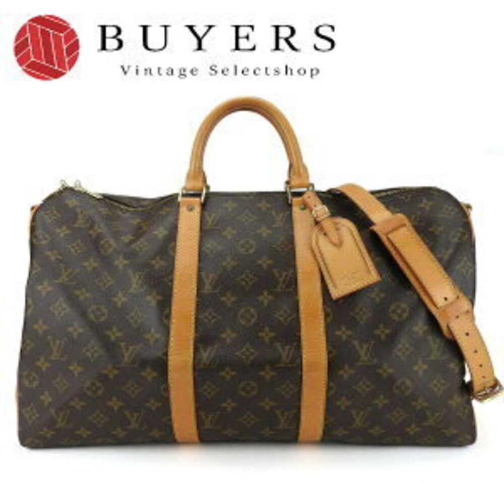Louis Vuitton Boston Bag Keepall Bandouliere Monogram Brown Shoulder